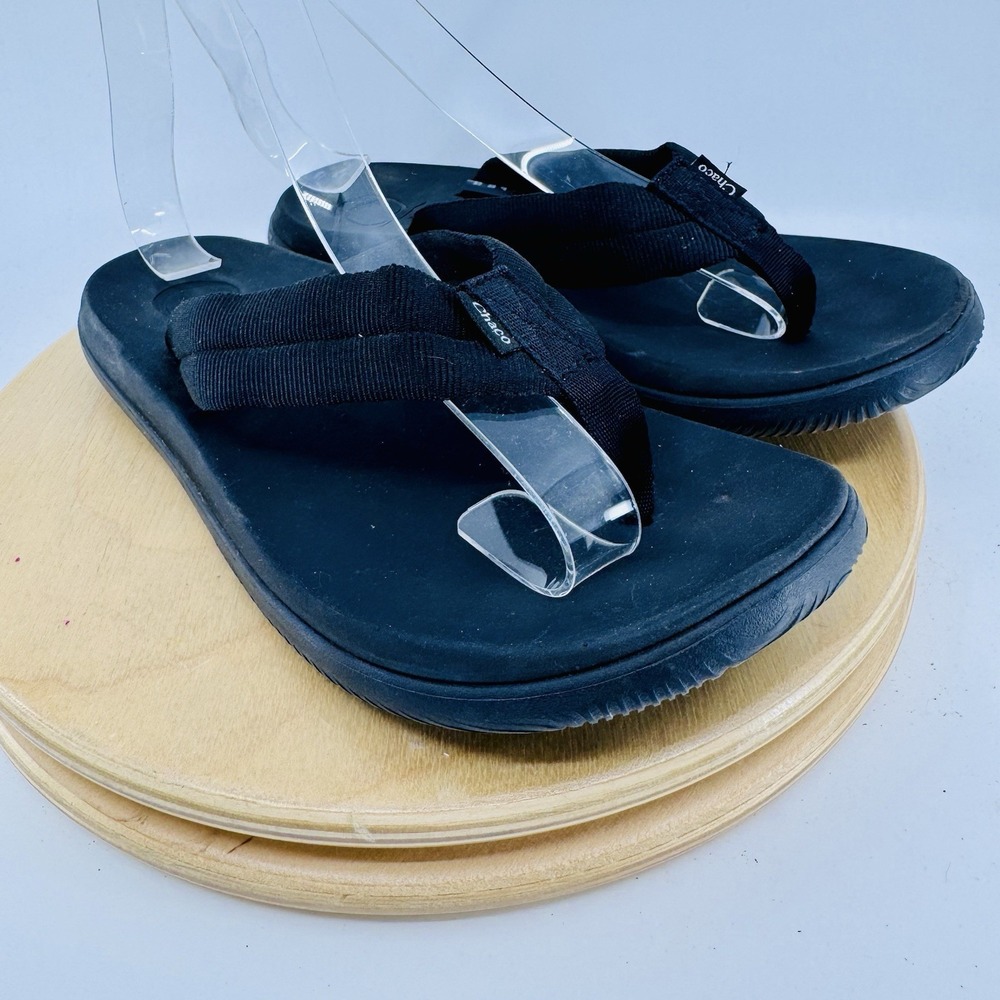 Chaco Chillos Flip Flops Womens 7 Black Comfort Cushioned Outdoor Sandals shoes - Picture 3 of 6